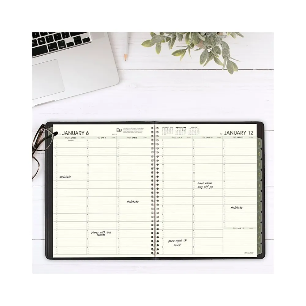 2025 Planners|AT-A-GLANCE 2025 Recycled 8.25" x 11" Weekly & Monthly Appointment Book Planner, Faux Leather Cover, Black (70-950G-05-25)