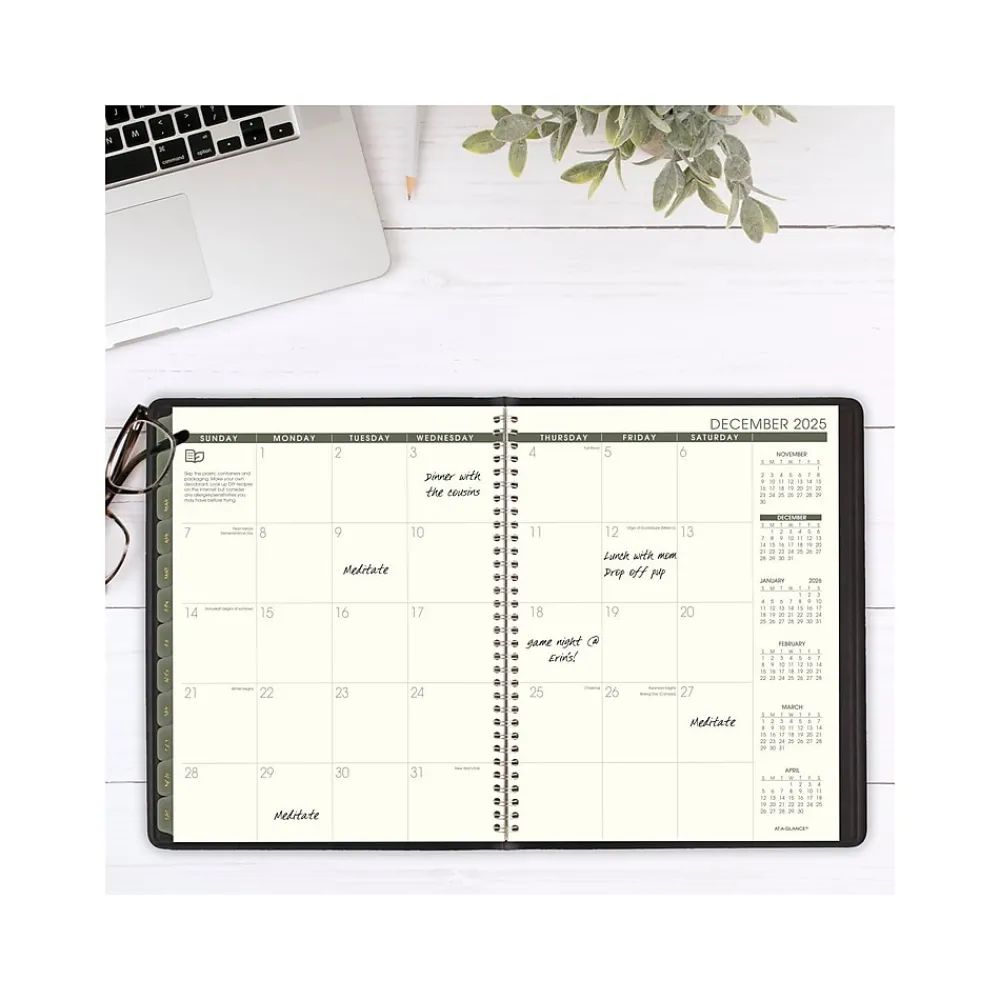 2025 Planners|AT-A-GLANCE 2025 Recycled 8.25" x 11" Weekly & Monthly Appointment Book Planner, Faux Leather Cover, Black (70-950G-05-25)