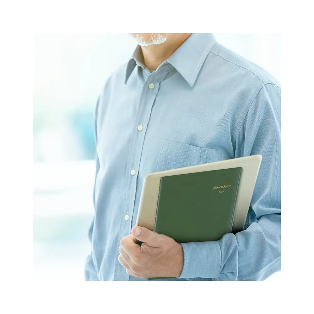 2025 Planners|AT-A-GLANCE 2025 Recycled 8.25" x 11" Weekly & Monthly Appointment Book, Faux Leather Cover, Green (70-950G-60-25)
