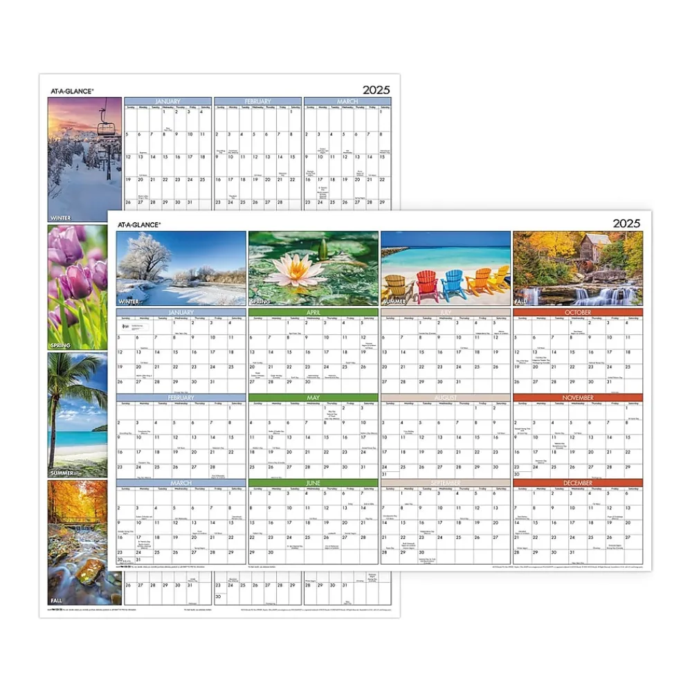 2025 Calendars|AT-A-GLANCE 2025 Seasons in Bloom 36" x 24" Yearly Wall Calendar, Reversible (PA133-25)