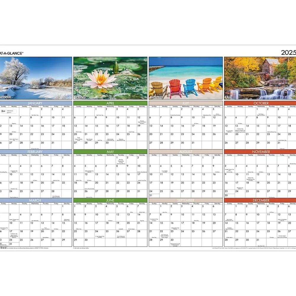 2025 Calendars|AT-A-GLANCE 2025 Seasons in Bloom 36" x 24" Yearly Wall Calendar, Reversible (PA133-25)