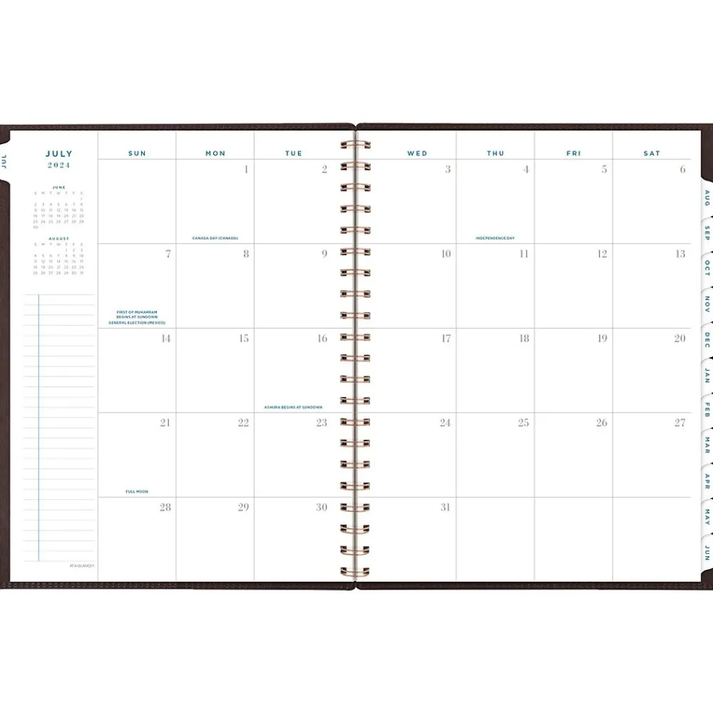 Academic Planners|AT-A-GLANCE 2024-2025 Signature 8.5" x 11" Academic Weekly & Monthly Planner, Faux Leather Cover, Distressed Brown