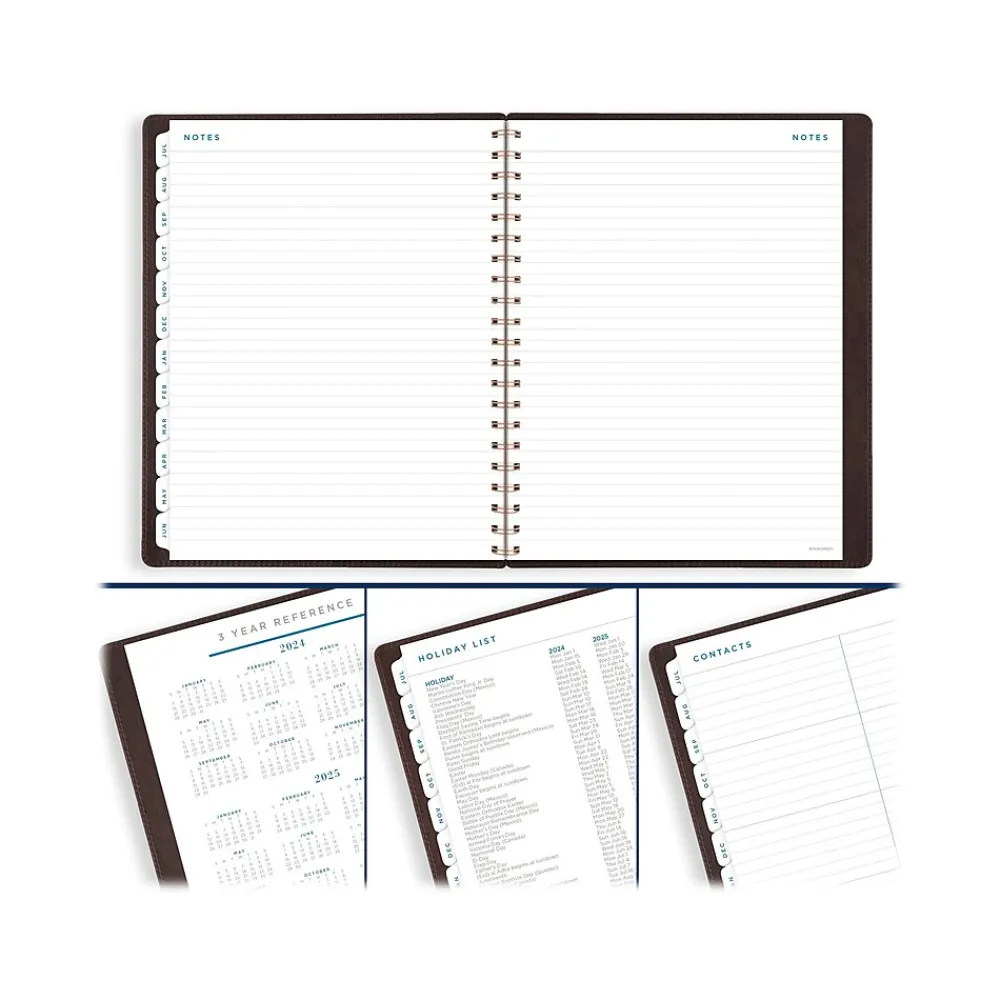 Academic Planners|AT-A-GLANCE 2024-2025 Signature 8.5" x 11" Academic Weekly & Monthly Planner, Faux Leather Cover, Distressed Brown