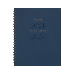 Academic Planners|AT-A-GLANCE 2024-2025 Signature 8.5" x 11" Academic Weekly & Monthly Planner, Faux Leather Cover, Navy (YP905A-20-25)