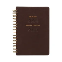 Academic Planners|AT-A-GLANCE 2024-2025 Signature 5.5" x 8.5" Academic Weekly & Monthly Planner, Faux Leather Cover, Brown (YP200A-09-25)