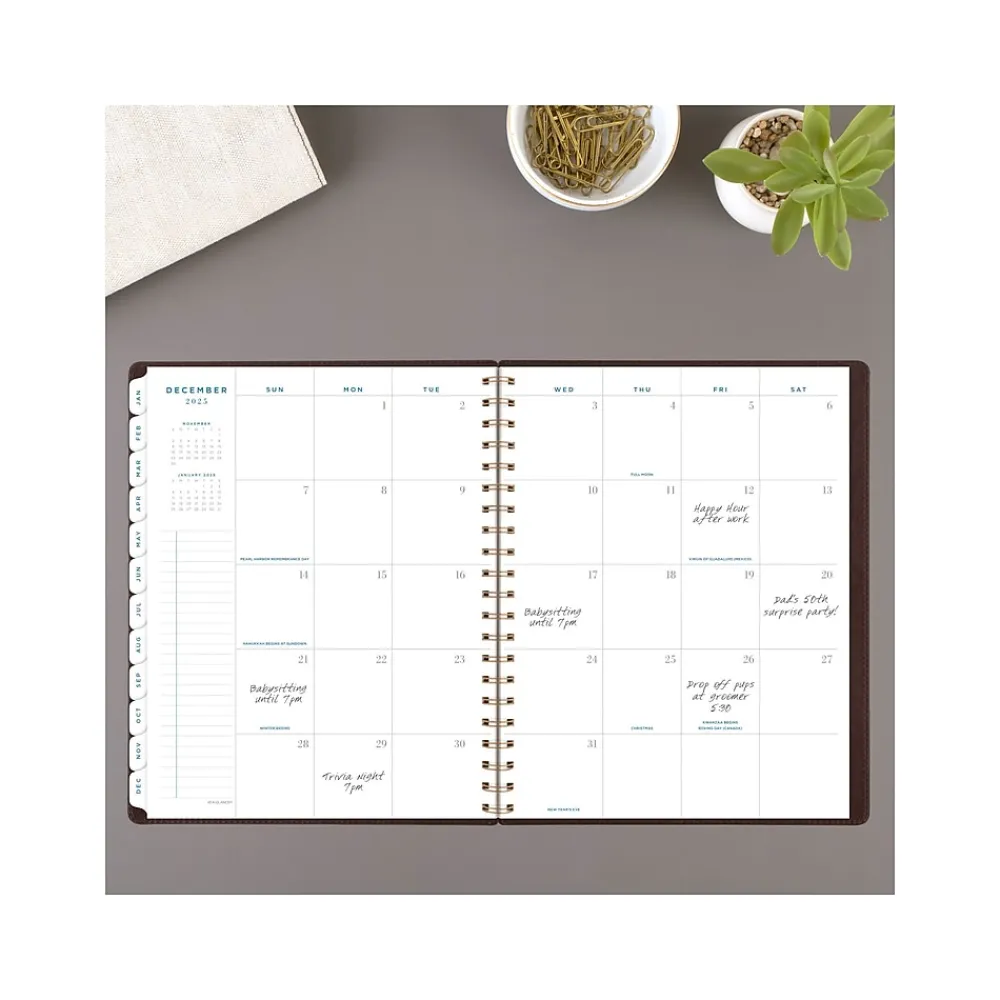 2025 Planners|AT-A-GLANCE 2025 Signature Collection 8.5" x 11" Weekly & Monthly Planner, Faux Leather Cover, Brown (YP905-09-25)