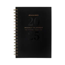2025 Planners|AT-A-GLANCE 2025 Signature Lite 5.5" x 8.5" Weekly & Monthly Planner, Poly Cover, Black (YP200L-05-25)