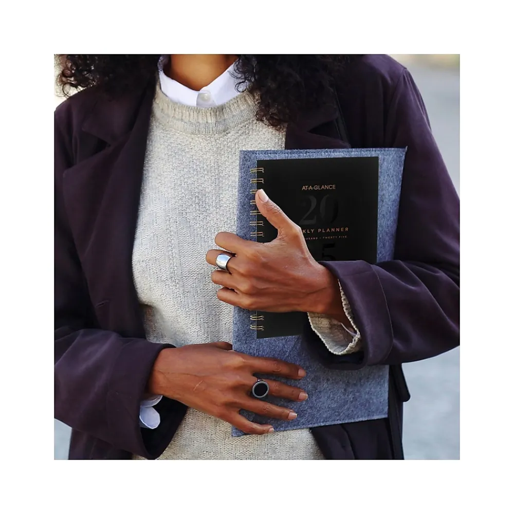 2025 Planners|AT-A-GLANCE 2025 Signature Lite 5.5" x 8.5" Weekly & Monthly Planner, Poly Cover, Black (YP200L-05-25)