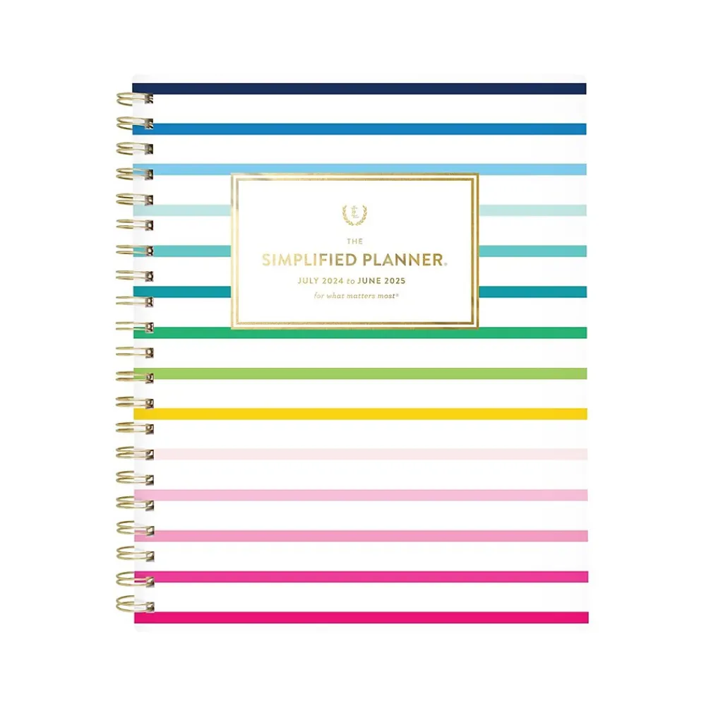Academic Planners|AT-A-GLANCE 2024-2025 Simplified by Emily Ley Happy Stripe 8.5" x 11" Academic Weekly & Monthly Planner, Poly Cover