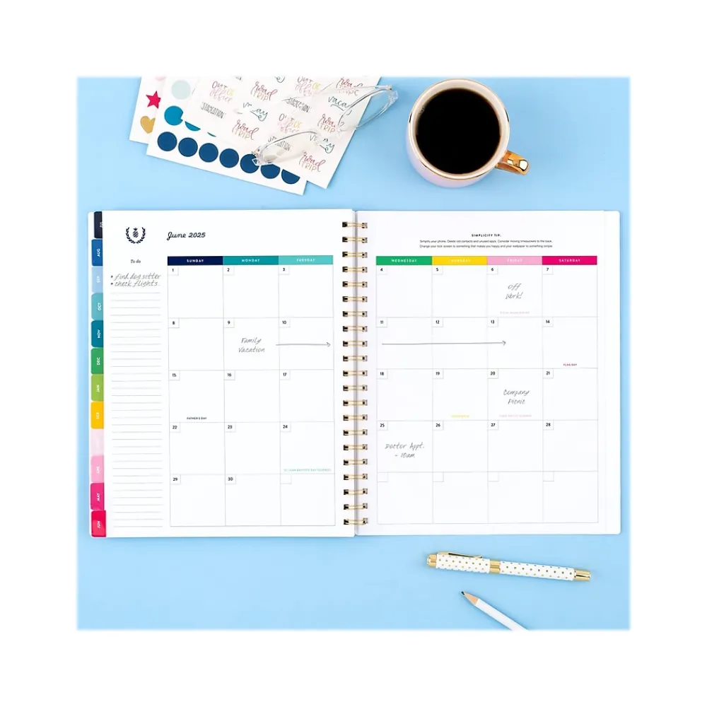 Academic Planners|AT-A-GLANCE 2024-2025 Simplified by Emily Ley Happy Stripe 8.5" x 11" Academic Weekly & Monthly Planner, Poly Cover