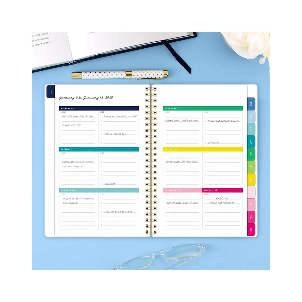 2025 Planners|AT-A-GLANCE 2025 Simplified by Emily Ley Greenbriar Floral 5.5" x 8.5" Weekly & Monthly Planner, Poly Cover, Multicolor