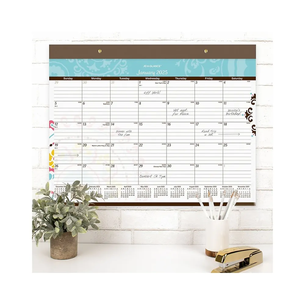 2025 Calendars|AT-A-GLANCE 2025 Suzani 21.75" x 17" Monthly Desk Pad Calendar (SK17-704-25)