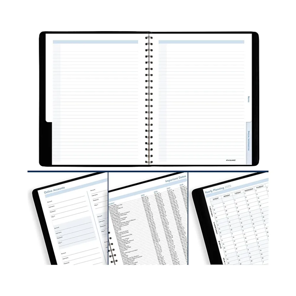 2025 Planners|AT-A-GLANCE 2025 The Action 8" x 11" Weekly Appointment Book, Faux Leather Cover, Black (70-EP01-05-25)
