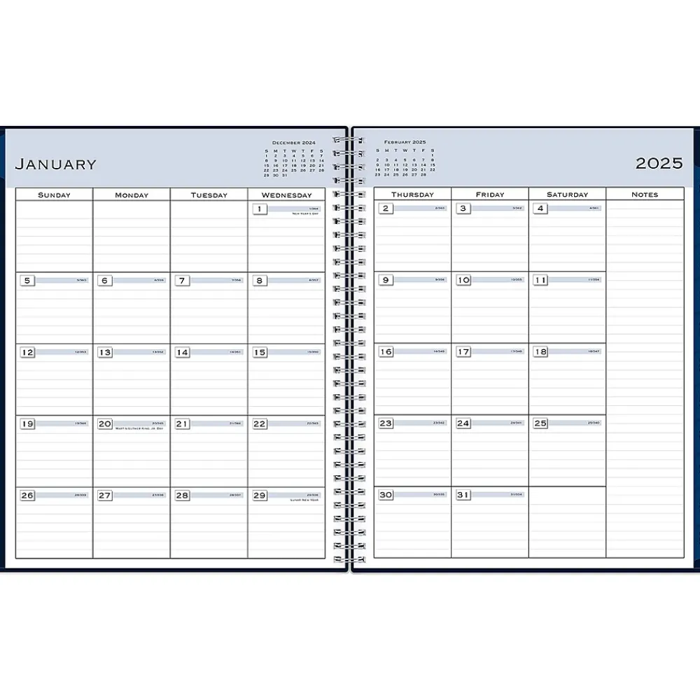 2025 Planners|Blue Sky 2025 8.5" x 11" Weekly & Monthly Planner, Plastic Cover, Navy (148659-25)