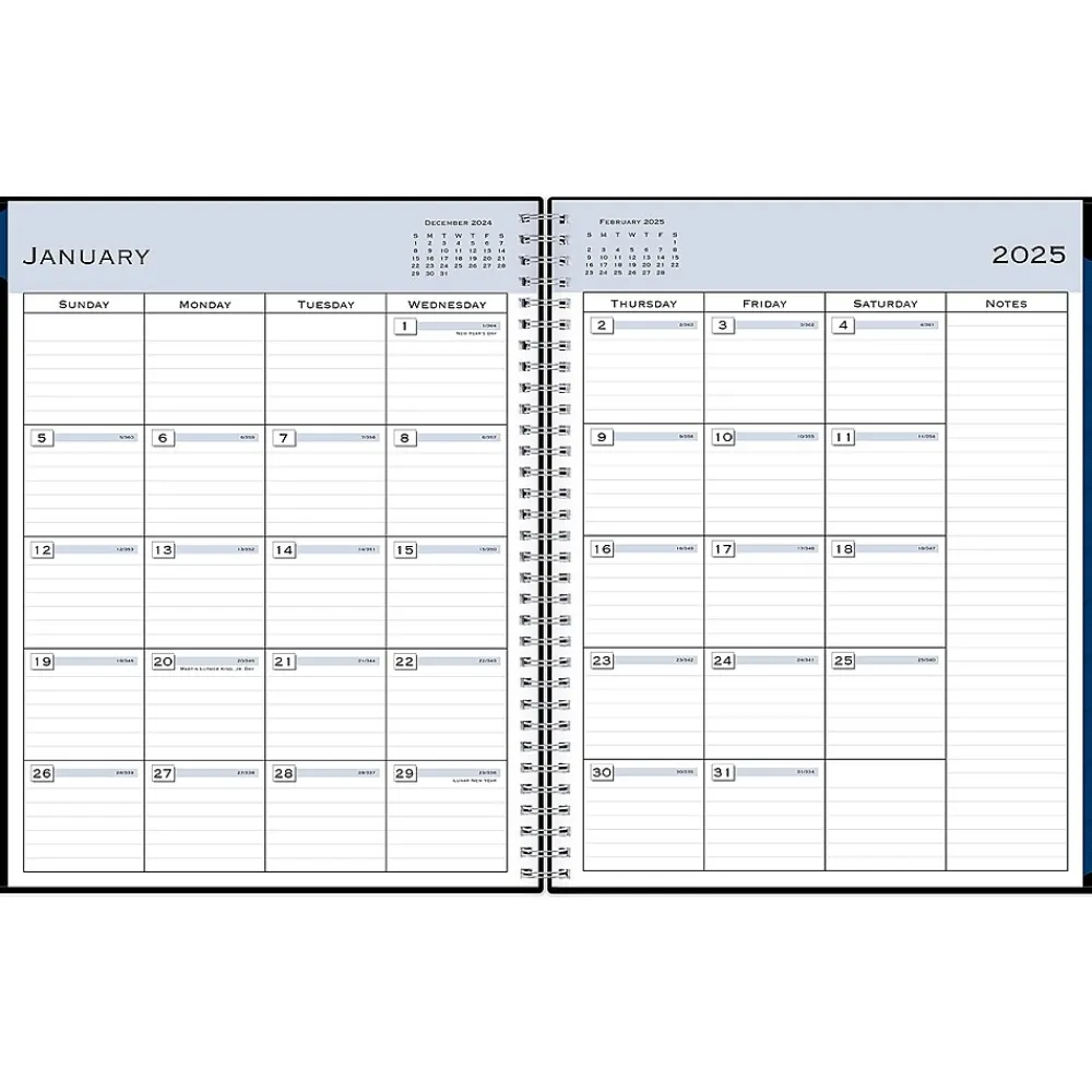 2025 Planners|Blue Sky 2025 8.5" x 11" Weekly & Monthly Planner, Plastic Cover, Black (148339)