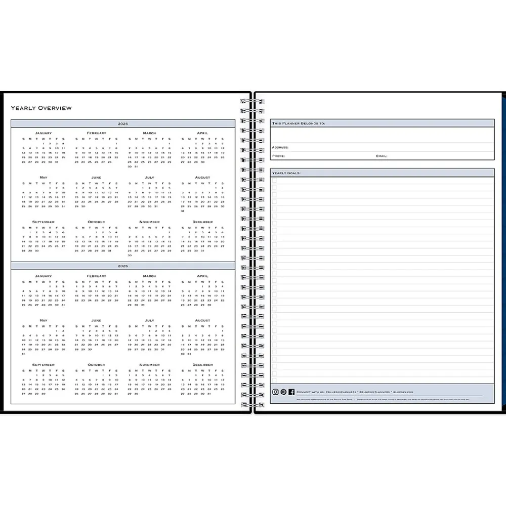 2025 Planners|Blue Sky 2025 8.5" x 11" Weekly & Monthly Planner, Plastic Cover, Black (148339)