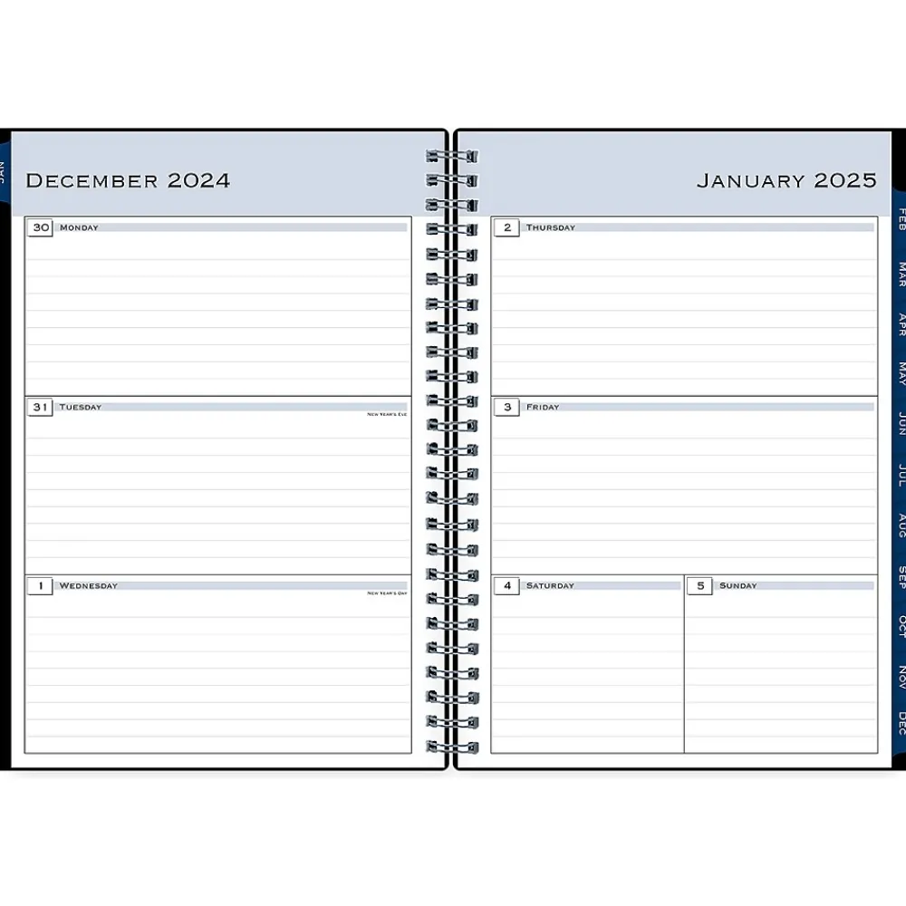 2025 Planners|Blue Sky 2025 5.88" x 8.63" Weekly & Monthly Planner, Plastic Cover, Black (148403)