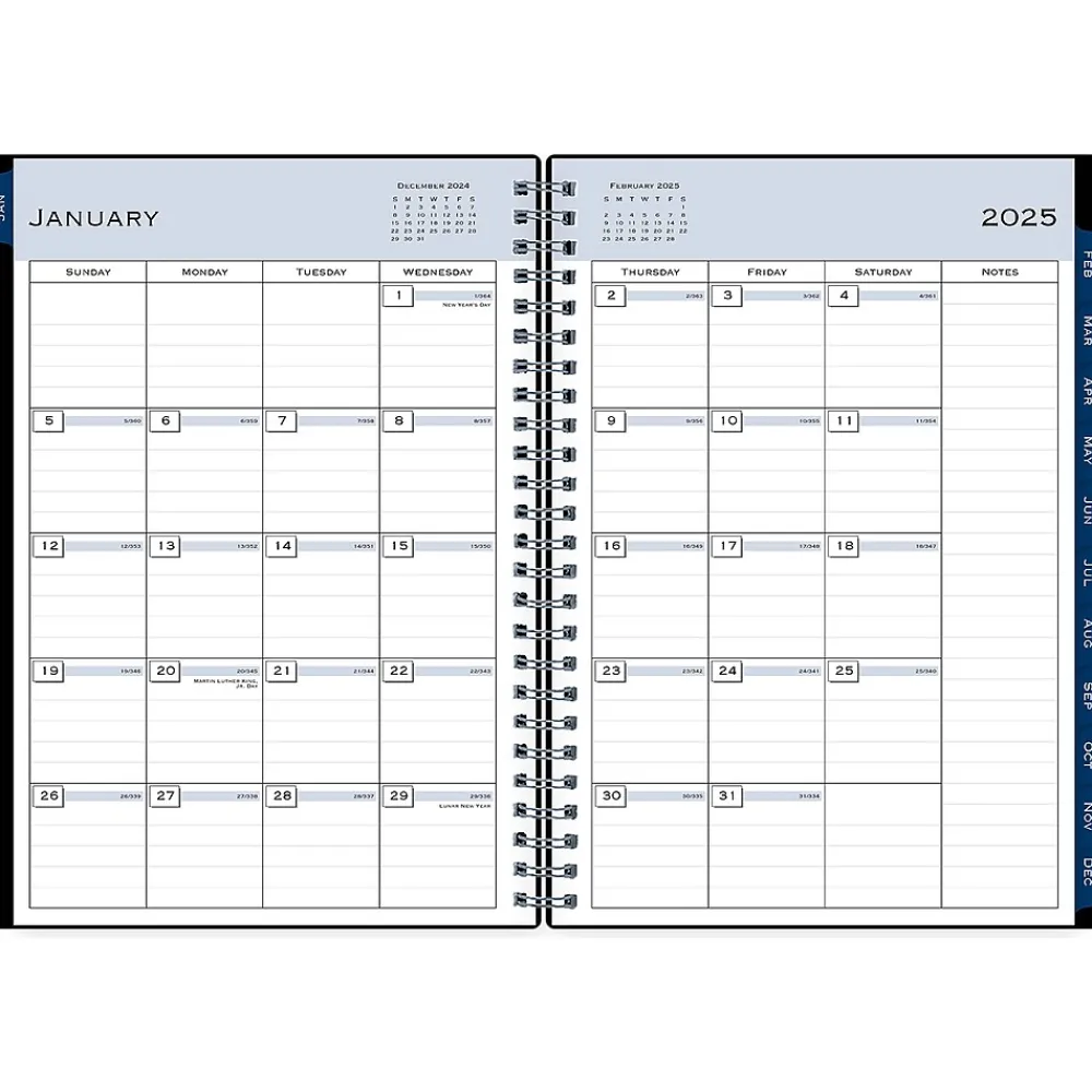 2025 Planners|Blue Sky 2025 5.88" x 8.63" Weekly & Monthly Planner, Plastic Cover, Black (148403)