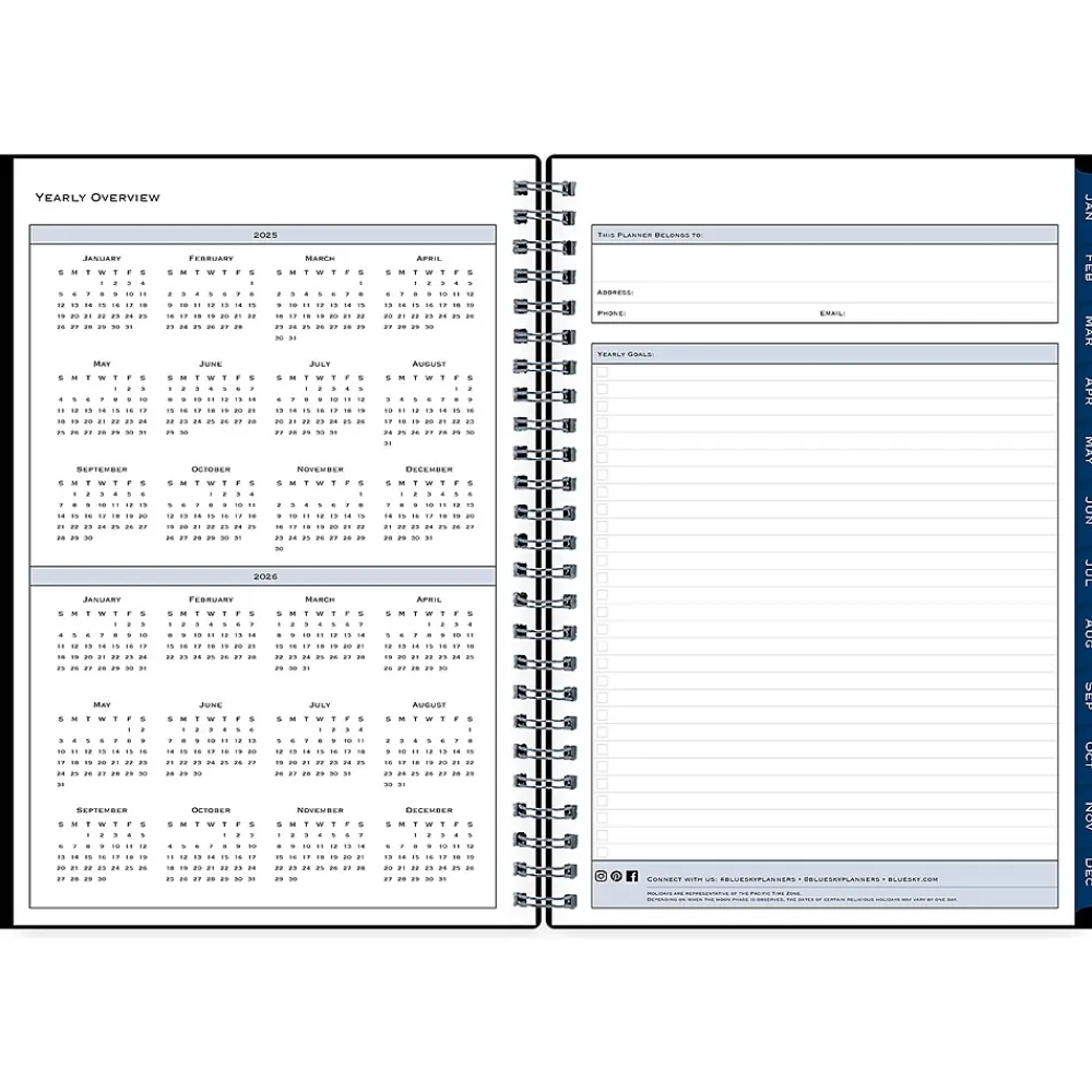 2025 Planners|Blue Sky 2025 5.88" x 8.63" Weekly & Monthly Planner, Plastic Cover, Black (148403)