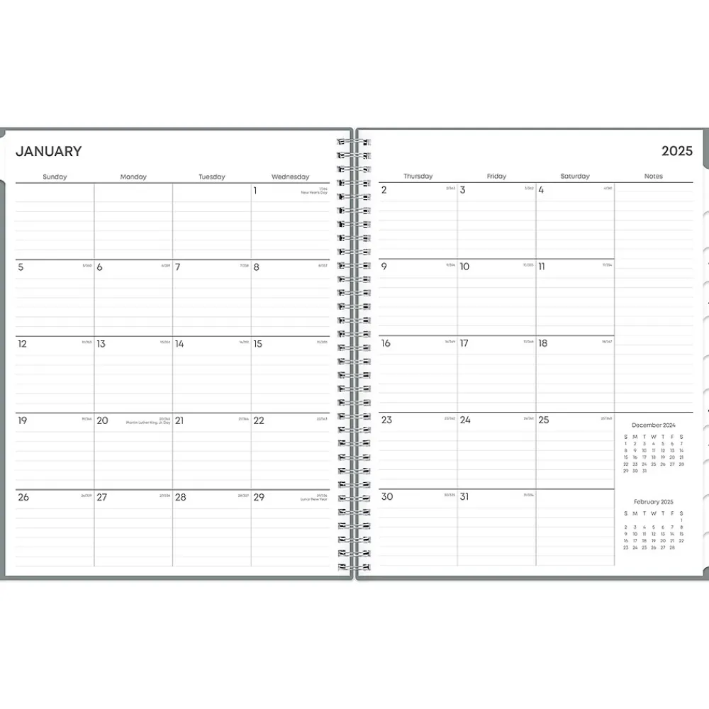 2025 Planners|Blue Sky 2025 8.5" x 11" Weekly & Monthly Planner, Plastic Cover, Slate Gray (152195)