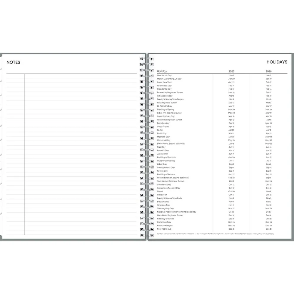 2025 Planners|Blue Sky 2025 8.5" x 11" Weekly & Monthly Planner, Plastic Cover, Slate Gray (152195)