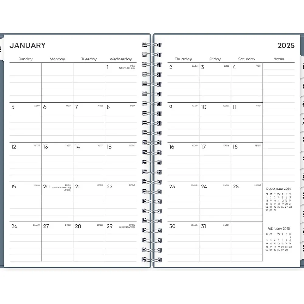 2025 Planners|Blue Sky 2025 5" x 8" Weekly & Monthly Planner, Plastic Cover, Steel Blue (152237)