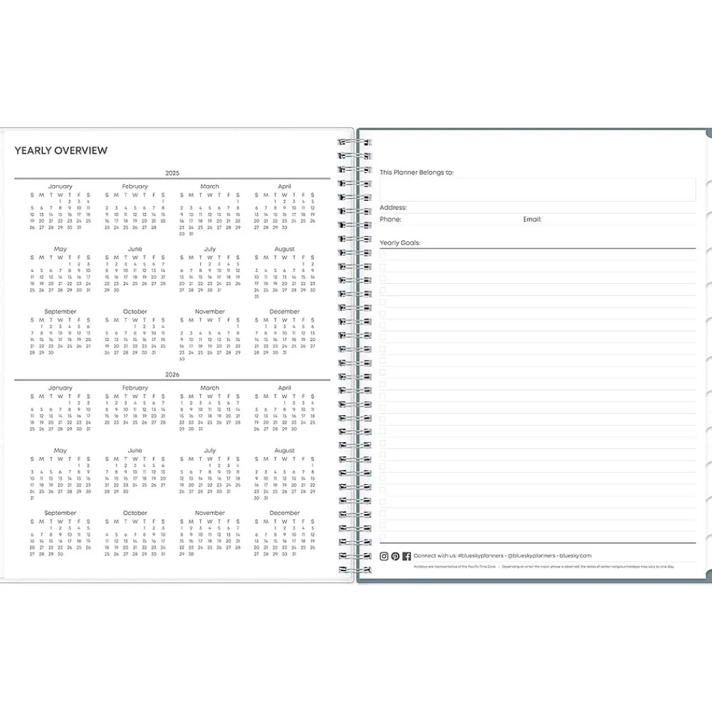 2025 Planners|Blue Sky 2025 Amitza Blue 8.5" x 11" Weekly & Monthly Planner, Plastic Cover, Blue/White (148765-25)