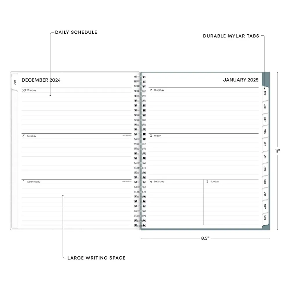 2025 Planners|Blue Sky 2025 Amitza Blue 8.5" x 11" Weekly & Monthly Planner, Plastic Cover, Blue/White (148765-25)