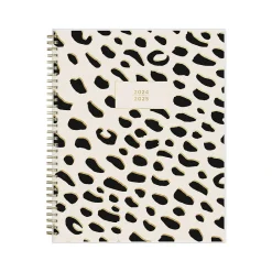 Academic Planners|Blue Sky 2024-2025 Ashley G Leopard Black 8.5" x 11" Academic Weekly & Monthly Planner, Plastic Cover, Black/Beige