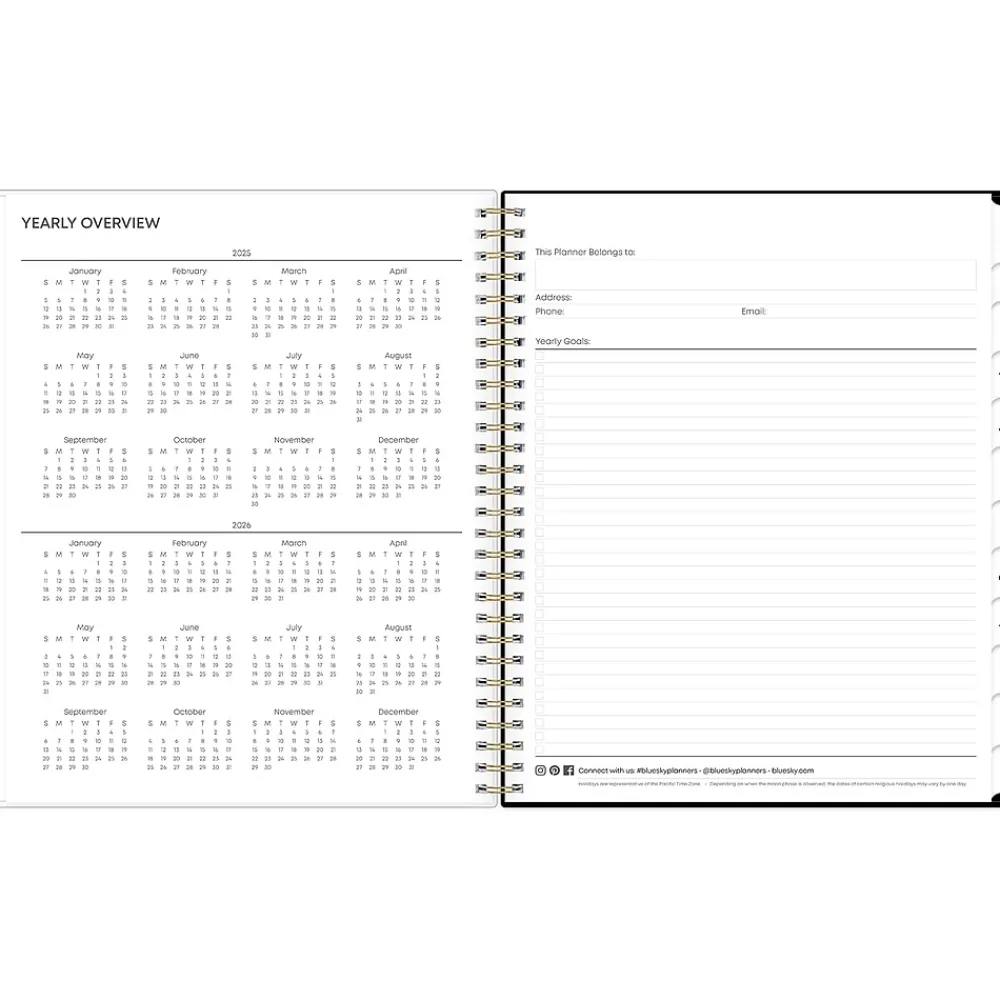 2025 Planners|Blue Sky 2025 Baccara Dark 8" x 10" Monthly Planner, Plastic Cover, Multicolor (110216-25)