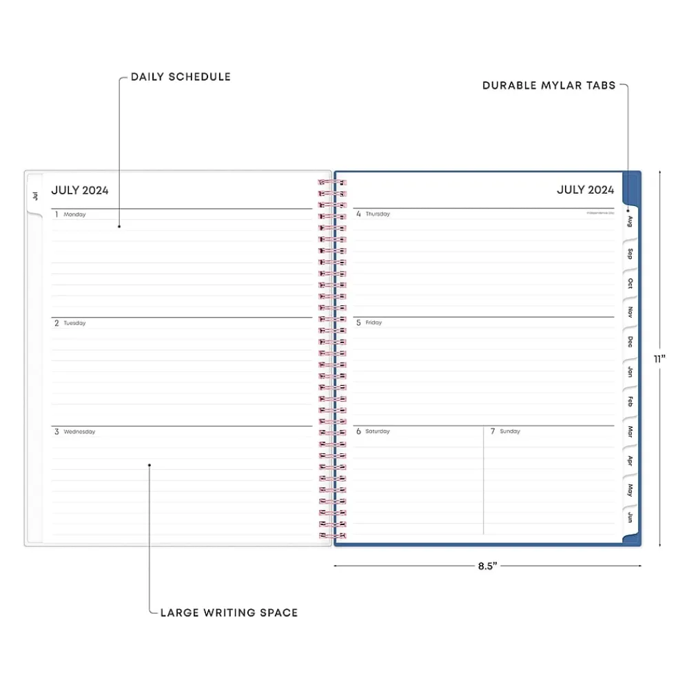 Academic Planners|Blue Sky 2024-2025 Brandice 8.5" x 11" Academic Weekly & Monthly Planner, Plastic Cover, Multicolor (146847)