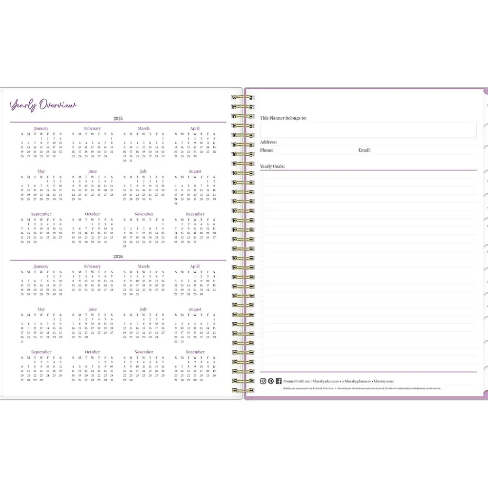 2025 Planners|Blue Sky 2025 Britt Mills Ella Bloom 8.5" x 11" Weekly & Monthly Planner, Plastic Cover, Multicolor (148037)