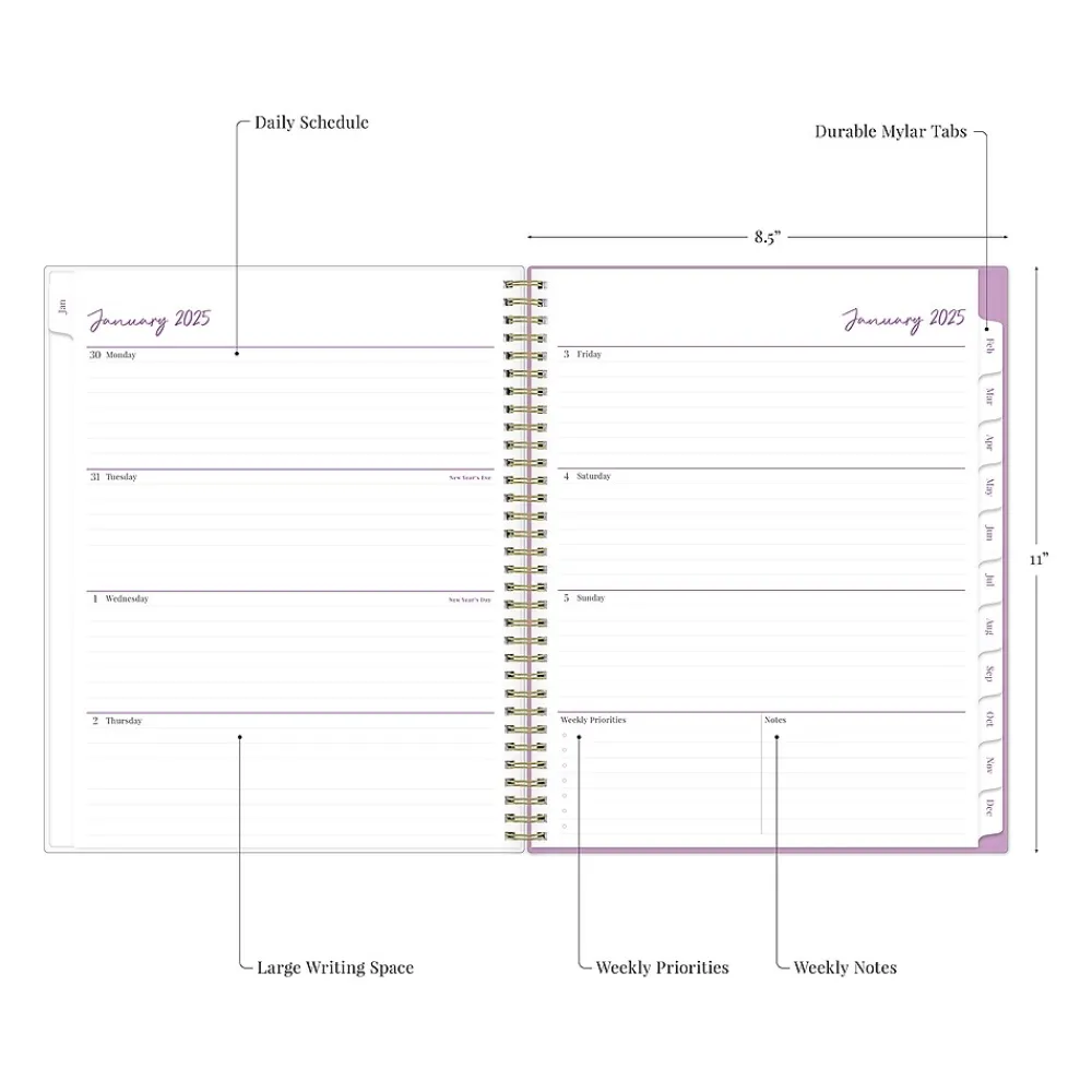 2025 Planners|Blue Sky 2025 Britt Mills Ella Bloom 8.5" x 11" Weekly & Monthly Planner, Plastic Cover, Multicolor (148037)
