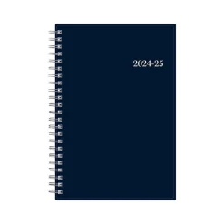 Academic Planners|Blue Sky 2024-2025 Collegiate Navy 5" x 8" Academic Weekly & Monthly Planner, Plastic Cover, Navy (148673-A25)
