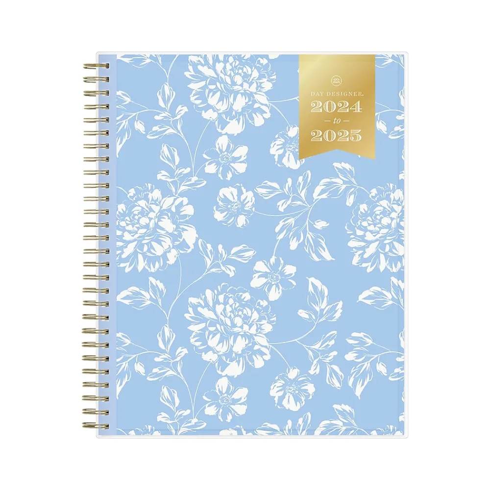 Academic Planners|Blue Sky 2024-2025 Day Designer Annabel 8" x 10" Academic Monthly Planner, Plastic Cover, Blue/White (144868)