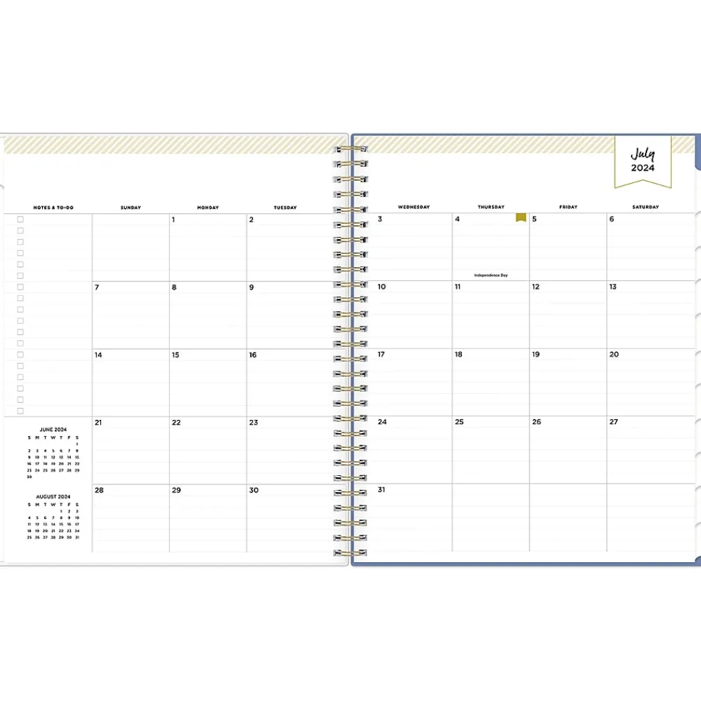 Academic Planners|Blue Sky 2024-2025 Day Designer Annabel 8" x 10" Academic Monthly Planner, Plastic Cover, Blue/White (144868)