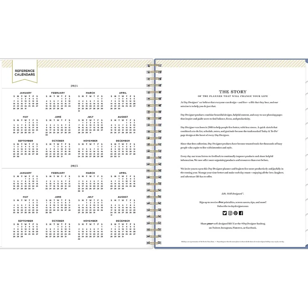 Academic Planners|Blue Sky 2024-2025 Day Designer Annabel 8" x 10" Academic Monthly Planner, Plastic Cover, Blue/White (144868)