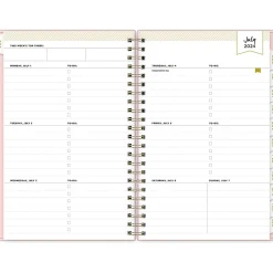 Academic Planners|Blue Sky 2024-2025 Day Designer Blush 5" x 8" Academic Weekly & Monthly Planner, Plastic Cover, Pink (150138)