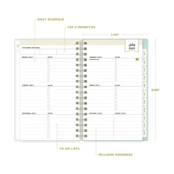 Academic Planners|Blue Sky 2024-2025 Day Designer Flower Mint 3.63