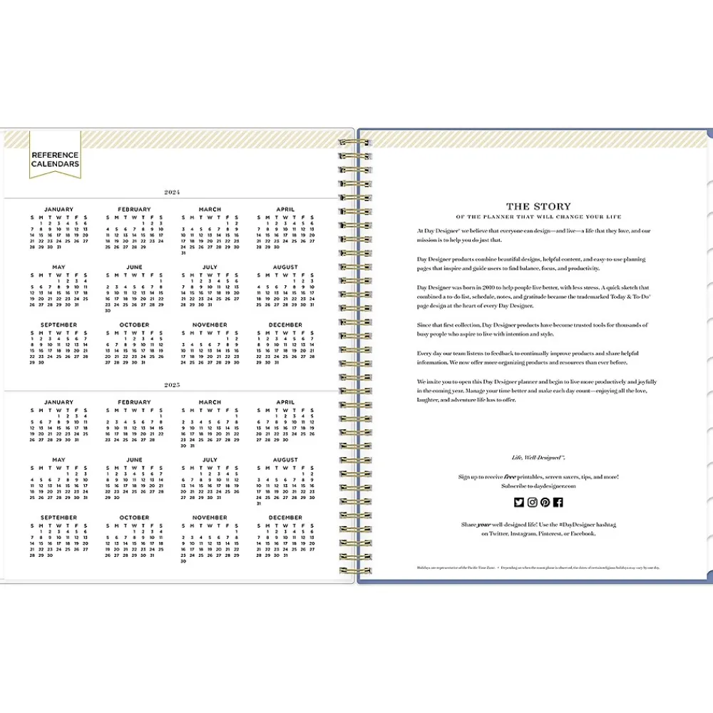 Academic Planners|Blue Sky 2024-2025 Day Designer Flutter 8.5" x 11" Academic Weekly & Monthly Planner, Plastic Cover, Multicolor (136685-A25)