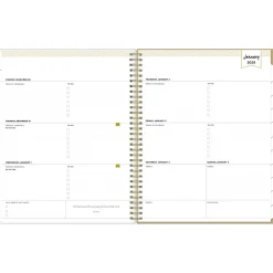 2025 Planners|Blue Sky 2025 Day Designer Gold Spotty 8.5" x 11" Weekly Planner, Plastic Cover, Gold/White (148132)