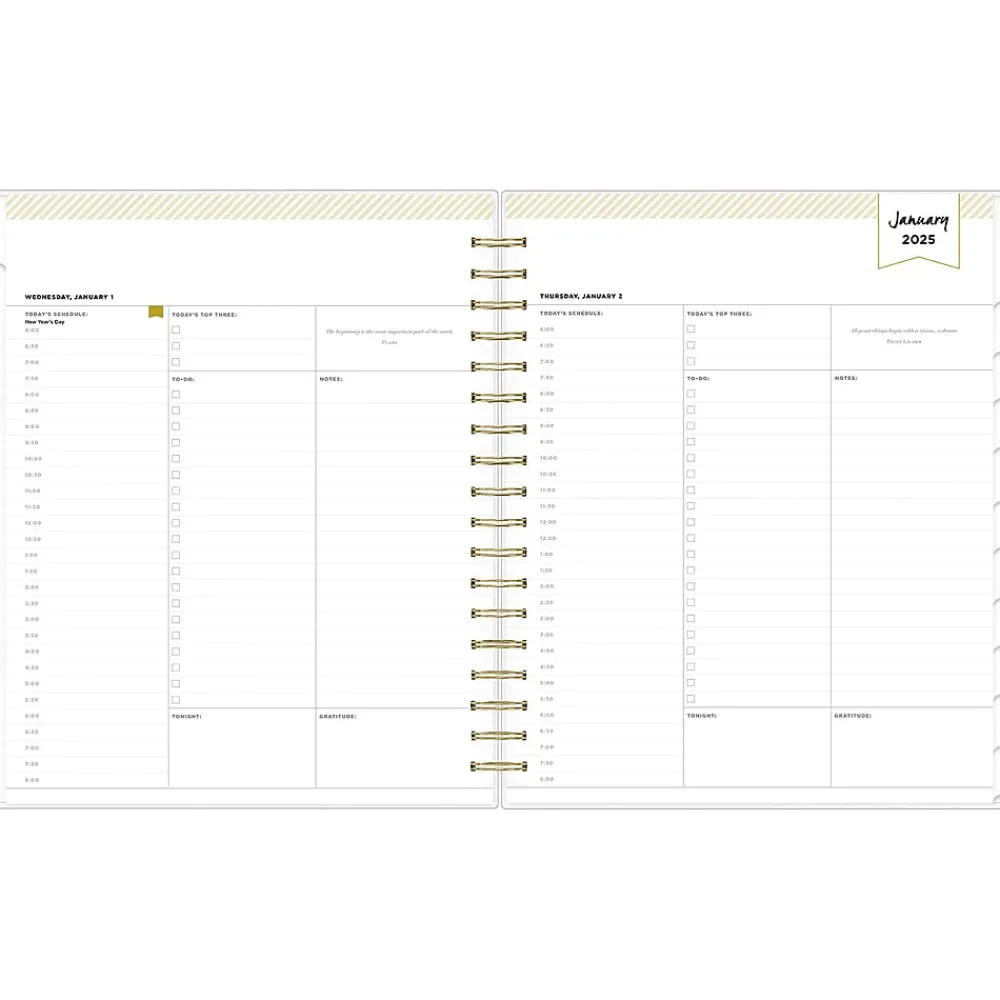 2025 Planners|Blue Sky 2025 Day Designer Rugby Stripe 8" x 10" Daily & Monthly Planner, Plastic Cover, Navy/White (142098-25)