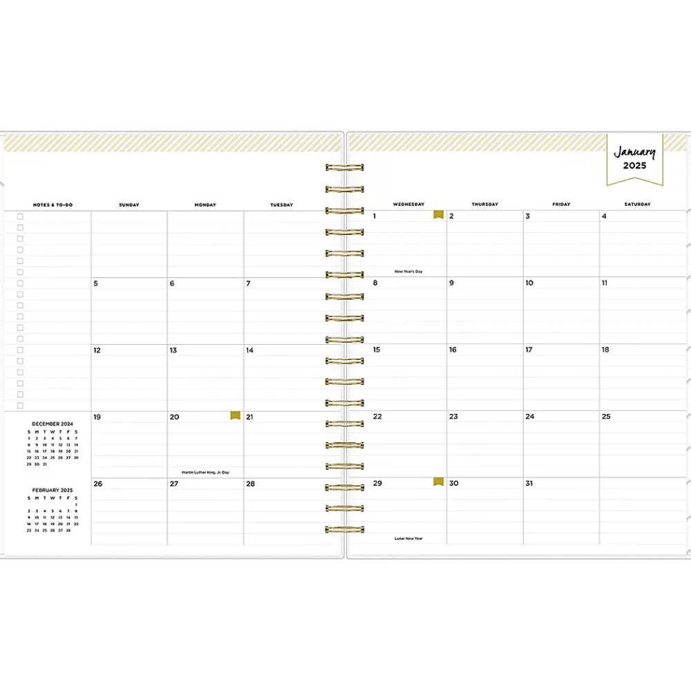 2025 Planners|Blue Sky 2025 Day Designer Rugby Stripe 8" x 10" Daily & Monthly Planner, Plastic Cover, Navy/White (142098-25)