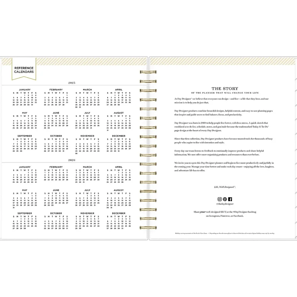 2025 Planners|Blue Sky 2025 Day Designer Rugby Stripe 8" x 10" Daily & Monthly Planner, Plastic Cover, Navy/White (142098-25)