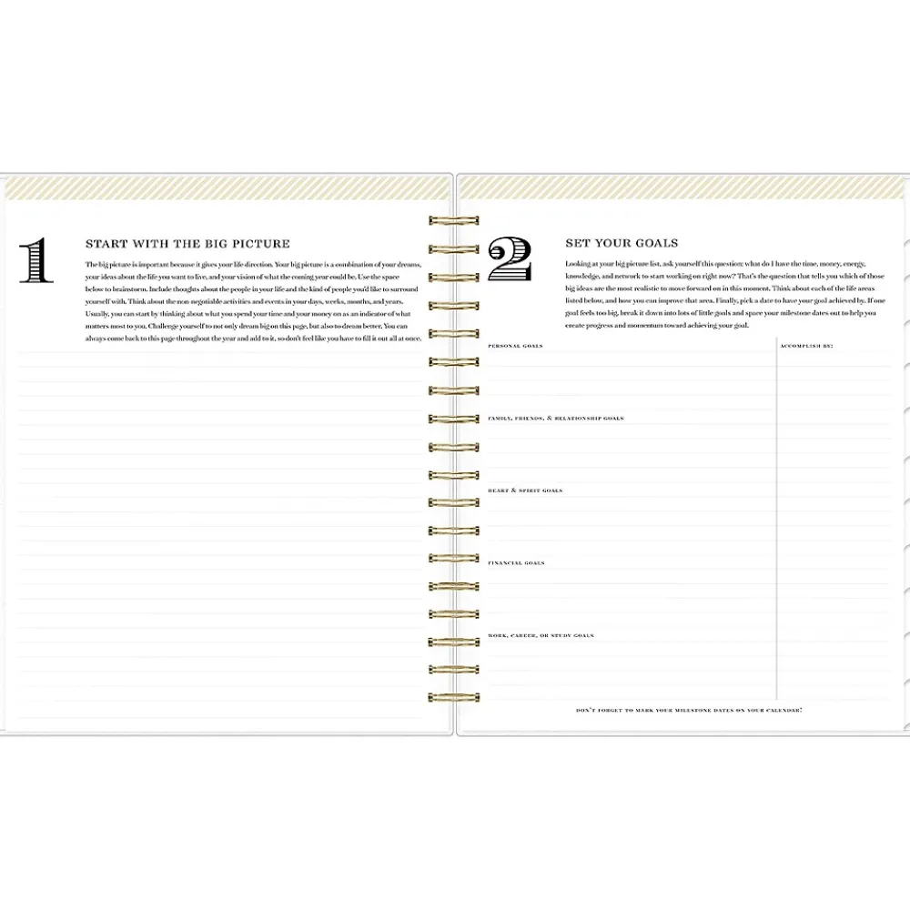 2025 Planners|Blue Sky 2025 Day Designer Rugby Stripe 8" x 10" Daily & Monthly Planner, Plastic Cover, Navy/White (142098-25)