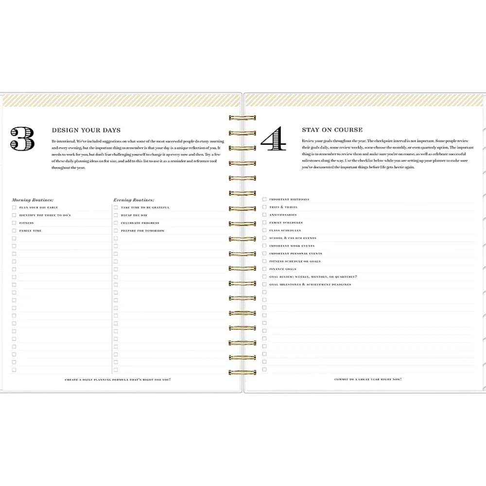 2025 Planners|Blue Sky 2025 Day Designer Rugby Stripe 8" x 10" Daily & Monthly Planner, Plastic Cover, Navy/White (142098-25)