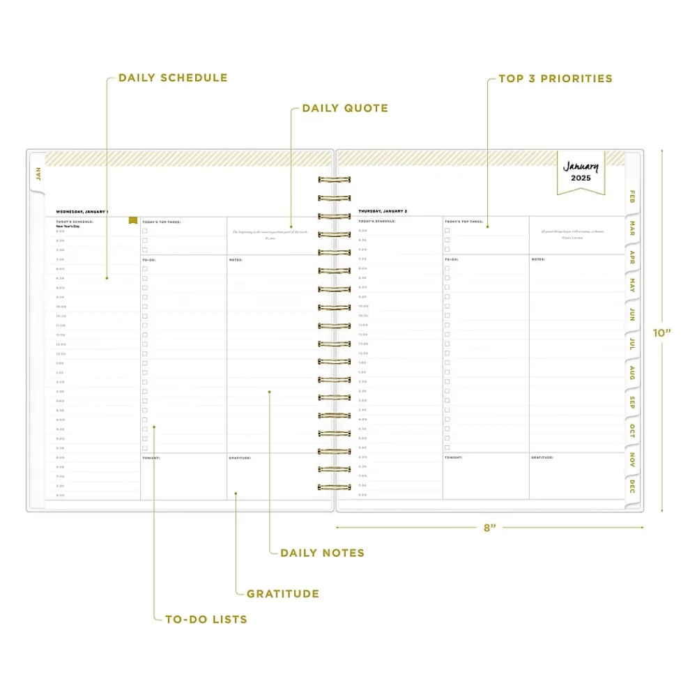 2025 Planners|Blue Sky 2025 Day Designer Rugby Stripe 8" x 10" Daily & Monthly Planner, Plastic Cover, Navy/White (142098-25)