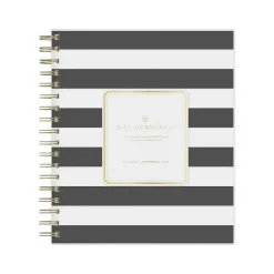 2025 Planners|Blue Sky 2025 Day Designer Rugby Stripe 8" x 10" Daily & Monthly Planner, Plastic Cover, Black/White (148120)