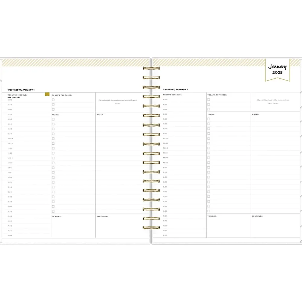 2025 Planners|Blue Sky 2025 Day Designer Rugby Stripe 8" x 10" Daily & Monthly Planner, Plastic Cover, Black/White (148120)