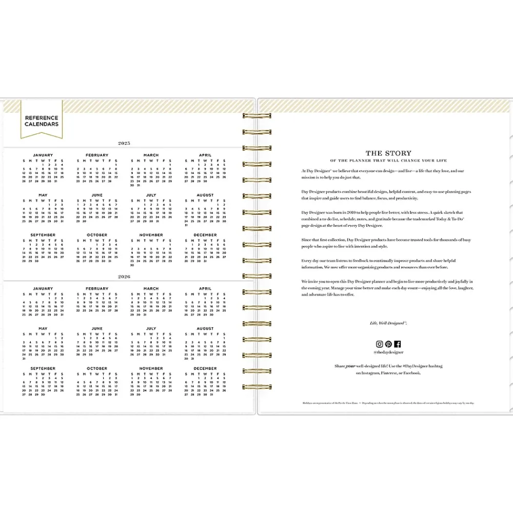 2025 Planners|Blue Sky 2025 Day Designer Rugby Stripe 8" x 10" Daily & Monthly Planner, Plastic Cover, Black/White (148120)
